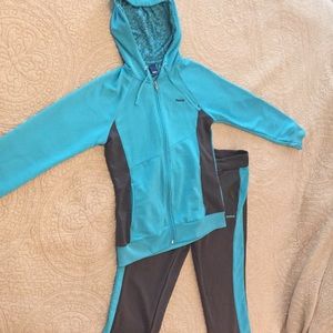 Reebok track suit aqua and gray